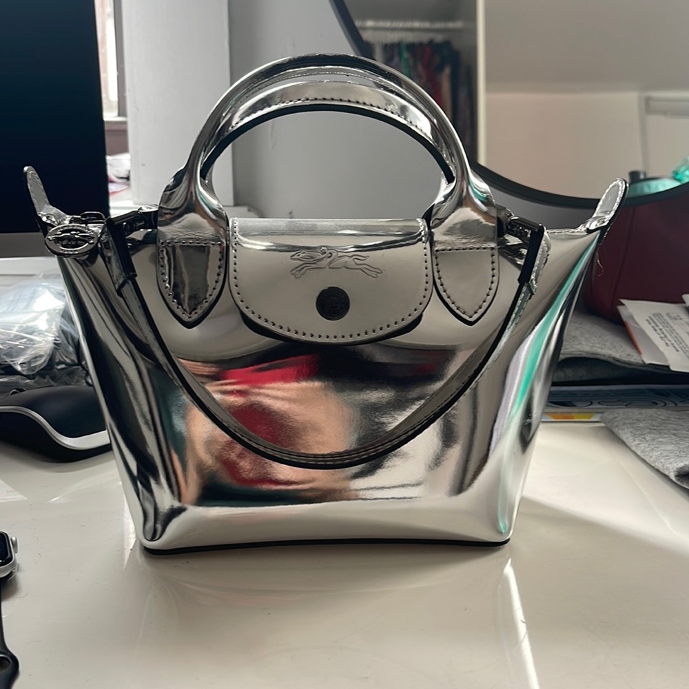 LONGCHAMP metallic leather mini bag